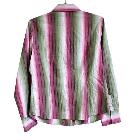 Talbots Womens S Colorful Stripes Cotton Blouse Green Pink NWT $58 Career - Picture 4 of 4